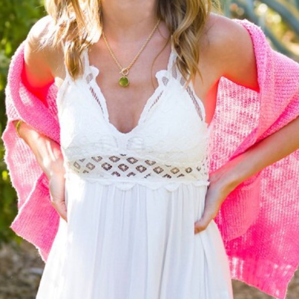 Large Yellow LoveTree Free Spirit Floral Crochet Lace Printed Flowy Mini Dress - Picture 8 of 12